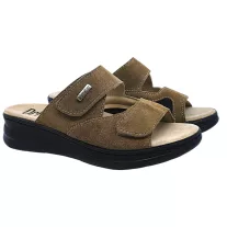   5012 -es női Dr Feet bőr papucs - barna - kivehető talpbetet