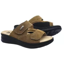   5012 -es női Dr Feet bőr papucs - barna - kivehető talpbetet