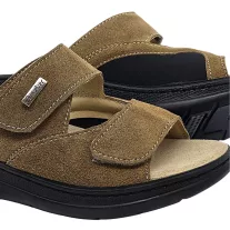   5012 -es női Dr Feet bőr papucs - barna - kivehető talpbetet