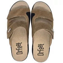   5012 -es női Dr Feet bőr papucs - barna - kivehető talpbetet