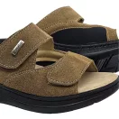 5012 -es női Dr Feet bőr papucs - barna - kivehető talpbetet