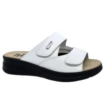   5012 -es női Dr Feet bőr papucs - feher - kivehető talpbetet