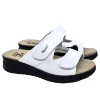   5012 -es női Dr Feet bőr papucs - feher - kivehető talpbetet