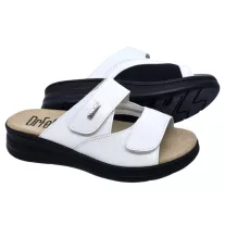   5012 -es női Dr Feet bőr papucs - feher - kivehető talpbetet