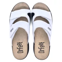   5012 -es női Dr Feet bőr papucs - feher - kivehető talpbetet
