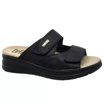   5012 -es női Dr Feet bőr papucs - fekete - kivehető talpbetet