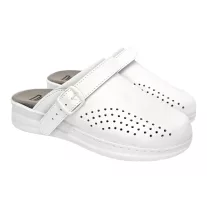   5046 -es női Dr Feet bőr papucs - feher - kivehető talpbetet