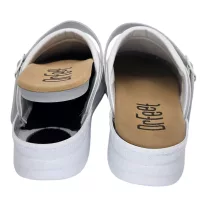   5046 -es női Dr Feet bőr papucs - feher - kivehető talpbetet
