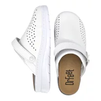   5046 -es női Dr Feet bőr papucs - feher - kivehető talpbetet