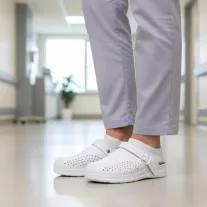   5046 -es női Dr Feet bőr papucs - feher - kivehető talpbetet
