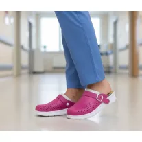   5046 -es női Dr Feet bőr papucs - pink - kivehető talpbetet