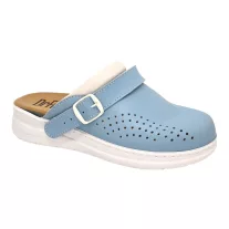   5046 -es női Dr Feet bőr papucs - vilagos kek - kivehető talpbetet