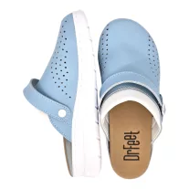   5046 -es női Dr Feet bőr papucs - vilagos kek - kivehető talpbetet