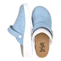   5046 -es női Dr Feet bőr papucs - vilagos kek - kivehető talpbetet