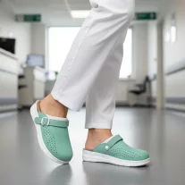   5046 -es női Dr Feet bőr papucs - zold - kivehető talpbetet