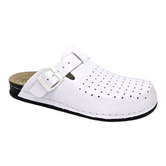 8001 -es ferfi Dr Feet bőr papucs - feher 8001 -es ferfi Dr Feet bőr papucs - feher