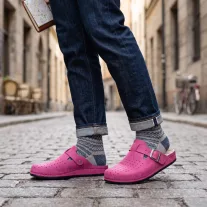 8001 -es ferfi Dr Feet bőr papucs - pink