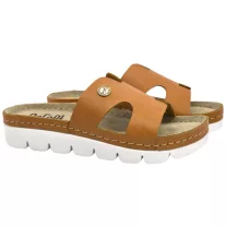 9000 -es női Dr Feet bőr papucs - barna