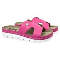 9000 -es női Dr Feet bőr papucs - rozsaszin