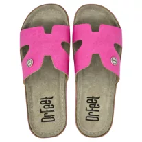 9000 -es női Dr Feet bőr papucs - rozsaszin