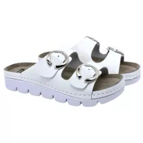 9002 -es női Dr Feet bőr papucs - feher