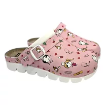 9010 -es női Dr Feet bőr papucs - rozsaszin orvos mintas