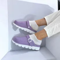 9014 -es női Dr Feet bőr papucs - lila