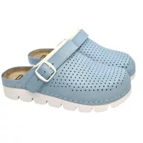 9014 -es női Dr Feet bőr papucs - vilagos kek