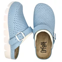 9014 -es női Dr Feet bőr papucs - vilagos kek