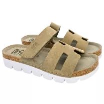 9018 -as női Dr Feet bőr papucs - cappuccino barna