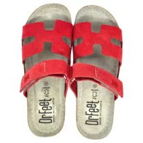 9018 -as női Dr Feet bőr papucs - piros