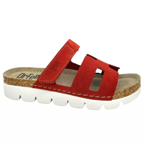9018 -as női Dr Feet bőr papucs - piros 9018 -as női Dr Feet bőr papucs - piros