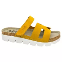 9018 -as női Dr Feet bőr papucs - mustar sarga