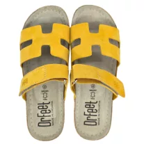 9018 -as női Dr Feet bőr papucs - mustar sarga