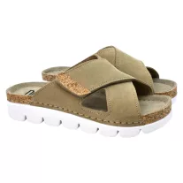 9019 -es női Dr Feet bőr papucs - cappuccino