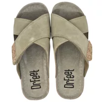 9019 -es női Dr Feet bőr papucs - cappuccino