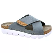 9019 -es női Dr Feet bőr papucs - vilagos kek