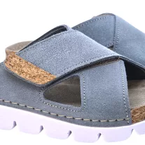 9019 -es női Dr Feet bőr papucs - vilagos kek