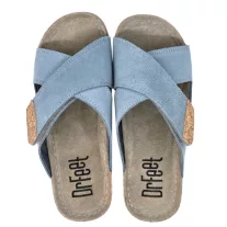 9019 -es női Dr Feet bőr papucs - vilagos kek