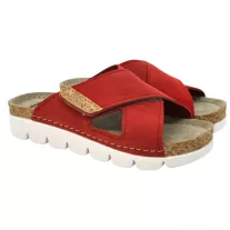 9019 -es női Dr Feet bőr papucs - piros