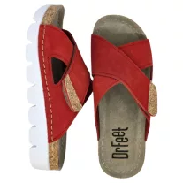 9019 -es női Dr Feet bőr papucs - piros