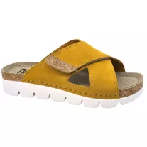 9019 -es női Dr Feet bőr papucs - mustar sarga