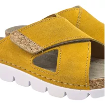 9019 -es női Dr Feet bőr papucs - mustar sarga