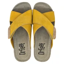 9019 -es női Dr Feet bőr papucs - mustar sarga