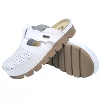 9020 -as női Dr Feet bőr papucs - feher