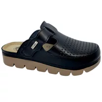 9020 -as női Dr Feet bőr papucs - fekete