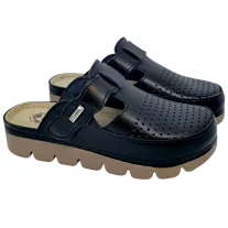 9020 -as női Dr Feet bőr papucs - fekete