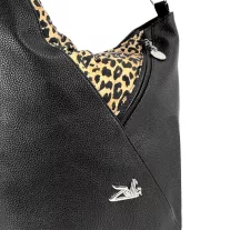 Zellia Női Válltáska 17008 Fekete - Ocelot Minta -