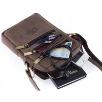 Férfi Bőr Oldaltáska 250-Mh-6388 Brown