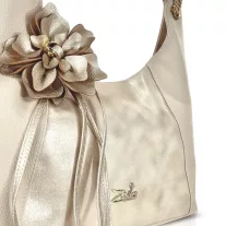   Zellia Női Válltáska 26038F Beige-Arany - Glass - Virág Dísszel -
